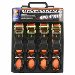 Promo ⭐ Neiko Ratcheting Tie Down Cargo Straps 4 Pc 1 Inch X 15 Ft. 🔔
